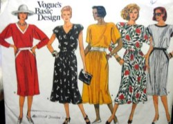 1569  VOGUE LONGER BLOUSON BACK BUTTON FLARE DRESS PATTERN 8-12; 14-18  UNCUT